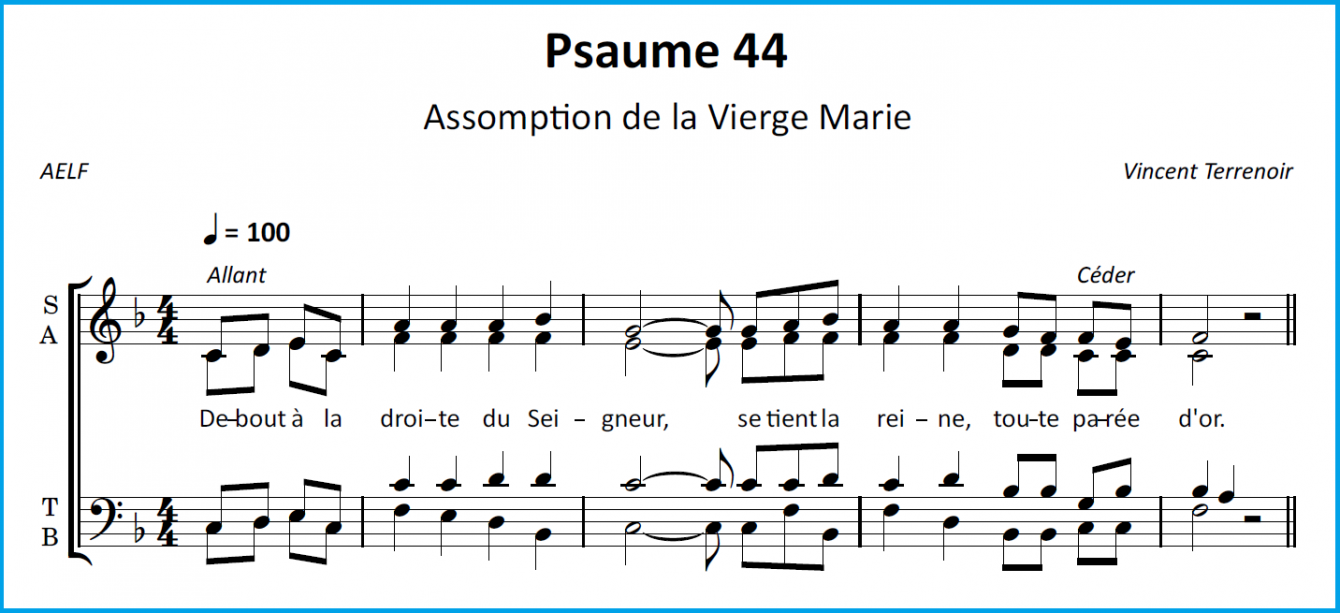 Pour l'Unité du monde par l'Église catholique Partitions des chants
